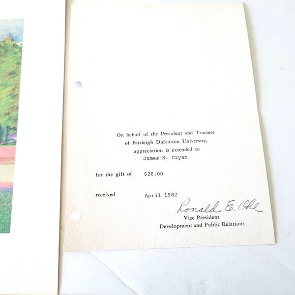 Fairleigh Dickinson Thank You Note Girl Chasing Butterflies Print Paper Ephemera - Picture 2 of 2